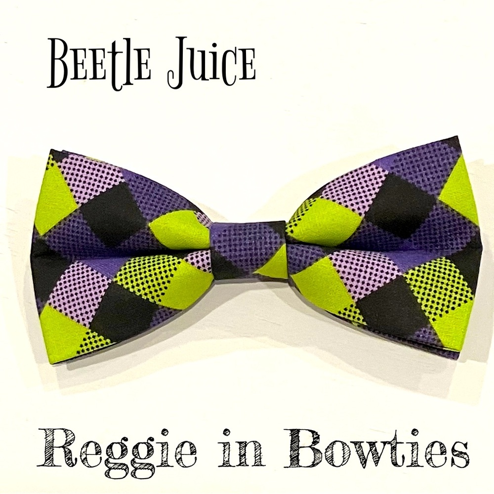 Pet Bowtie Green, Purple, & Black Plaid
